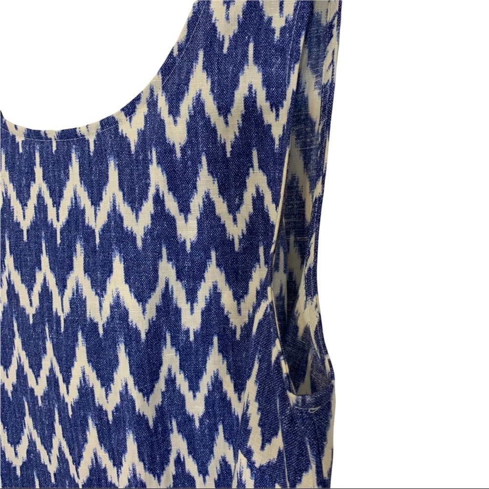 J Crew Factory Dress Back Bow Sleeveless Blue White Chevron XS - Picture 6 of 13